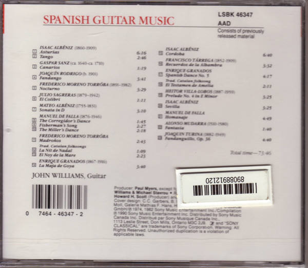 John Williams - Spanish Guitar Music | Sony Classical (LSBK 46347) - 3 John Williams - Spanish Guitar Music | Sony Classical (LSBK 46347) - 3