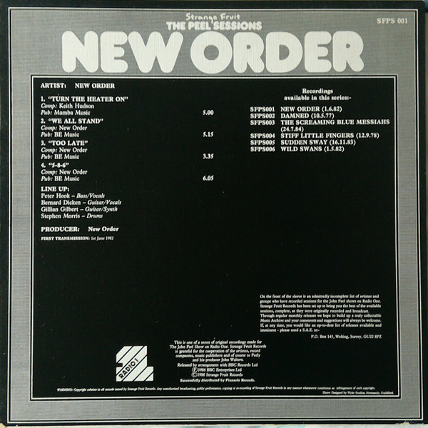 New Order - The Peel Sessions | Strange Fruit (SFPS 001) - 2