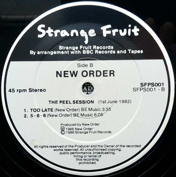 New Order - The Peel Sessions | Strange Fruit (SFPS 001) - 4