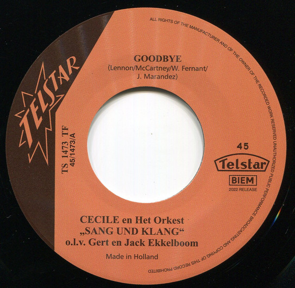 Cecile En Orkest „Sang Und Klang” - Goodbye | Telstar (TS 1473 TF) - 3 Cecile En Orkest „Sang Und Klang” - Goodbye | Telstar (TS 1473 TF) - 3