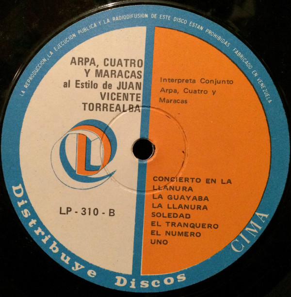 Juan Vicente Torrealba - Arpa, Cuatro Y Maracas | Cima (LP-310) - 2
