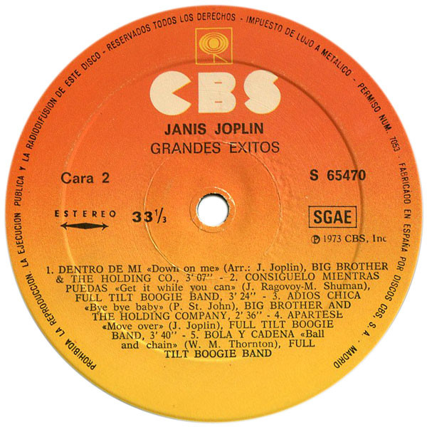 Janis Joplin - Janis Joplin's Greatest Hits | CBS (S-65470) - 4