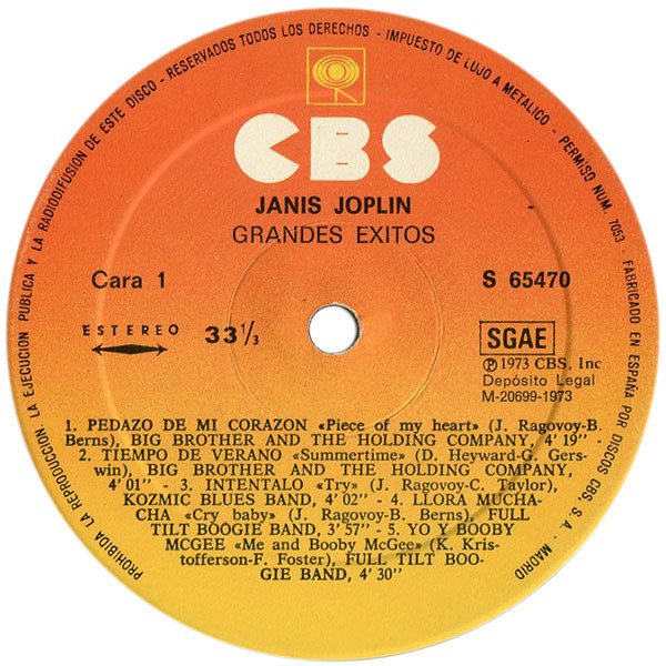 Janis Joplin - Janis Joplin's Greatest Hits | CBS (S-65470) - 3