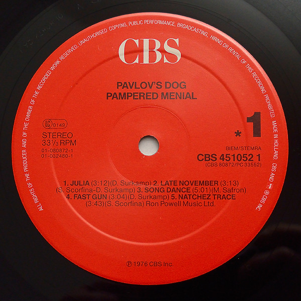 Pavlov's Dog - Pampered Menial + At The Sound Of The Bell | CBS (CBS 451052 1) - 4
