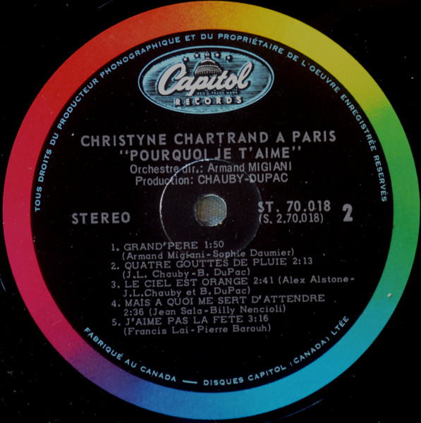 Christine Chartrand - Christyne Chartrand À Paris - Pourquoi Je T'Aime | Capitol Records (ST-70.018) - 4