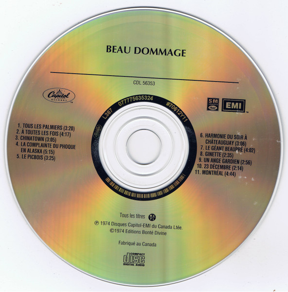 Beau Dommage - Beau Dommage [CD] | Capitol Records (CDL 56353) - 3