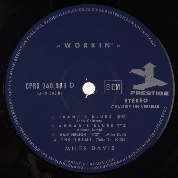 The Miles Davis Quintet Featuring John Coltrane - Workin' | Prestige (CPRX 240 383 D) - 4 The Miles Davis Quintet Featuring John Coltrane - Workin' | Prestige (CPRX 240 383 D) - 4