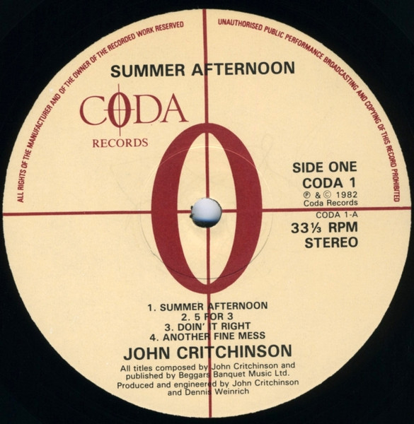 John Critchinson - Summer Afternoon | Coda Records (CODA 1) - 3 John Critchinson - Summer Afternoon | Coda Records (CODA 1) - 3