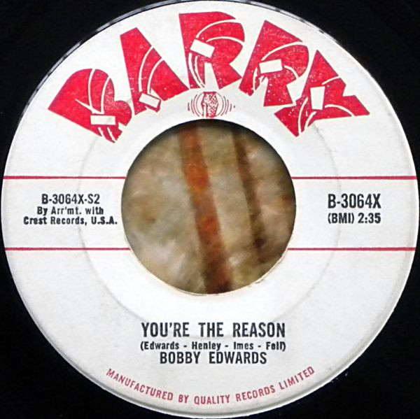 Bobby Edwards With The Four Young Men - I'm A Fool For Loving You / You're The Reason | Barry (B-3064X) - 2