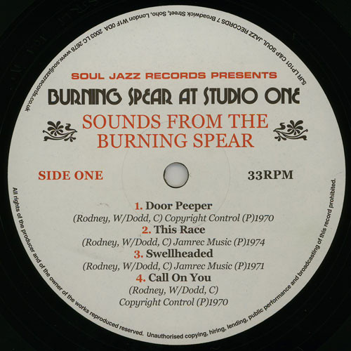 Burning Spear - Sounds From The Burning Spear | Soul Jazz Records (SJR LP101) - 3