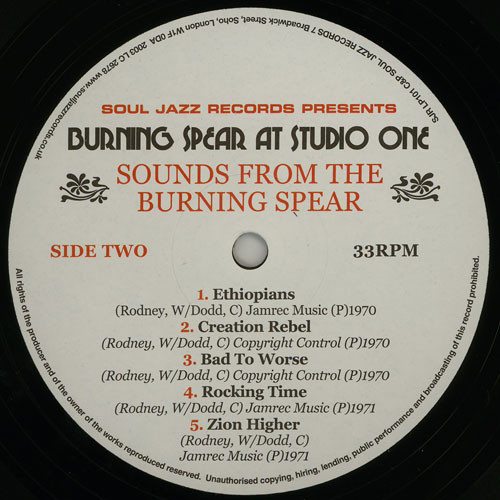 Burning Spear - Sounds From The Burning Spear | Soul Jazz Records (SJR LP101) - 4