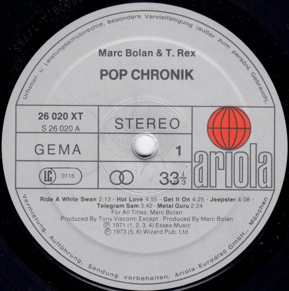 Marc Bolan & T. Rex - Pop Chronik | Ariola (26022 XCT) - 3