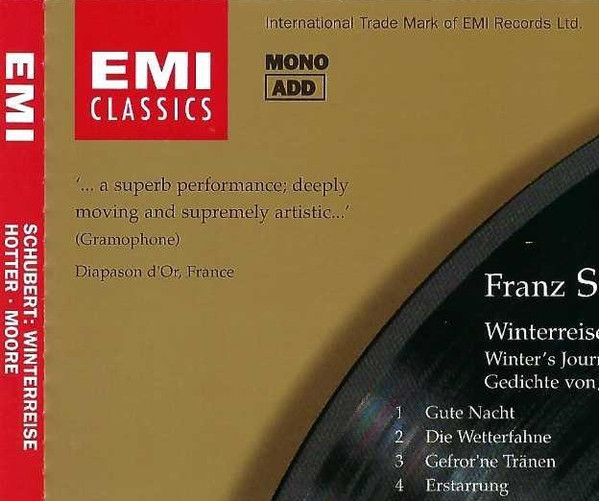 Franz Schubert – Hans Hotter , Gerald Moore - Winterreise | EMI Classics (7243 5 66985 2 9) - 4