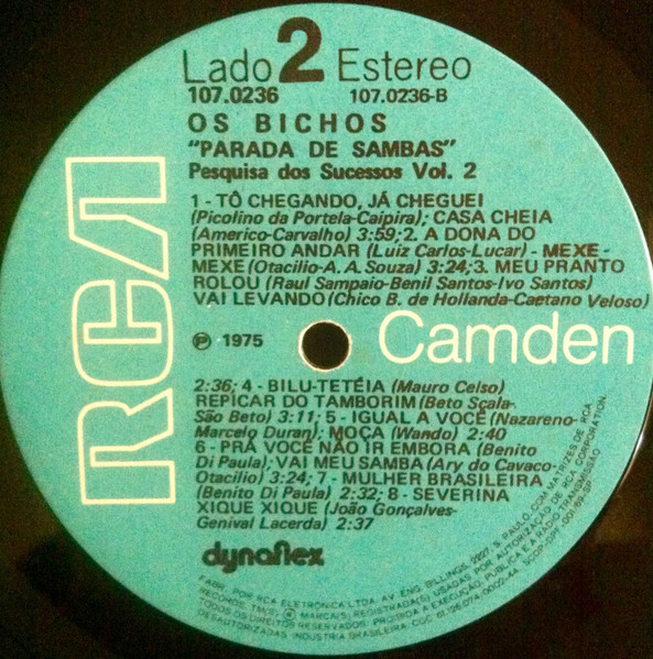 Os Bichos - Parada De Sambas - Pesquisa Dos Sucessos Vol. 2 | RCA Camden (107.0236) - 4 Os Bichos - Parada De Sambas - Pesquisa Dos Sucessos Vol. 2 | RCA Camden (107.0236) - 4
