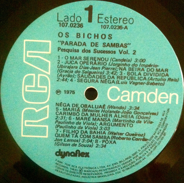 Os Bichos - Parada De Sambas - Pesquisa Dos Sucessos Vol. 2 | RCA Camden (107.0236) - 3 Os Bichos - Parada De Sambas - Pesquisa Dos Sucessos Vol. 2 | RCA Camden (107.0236) - 3