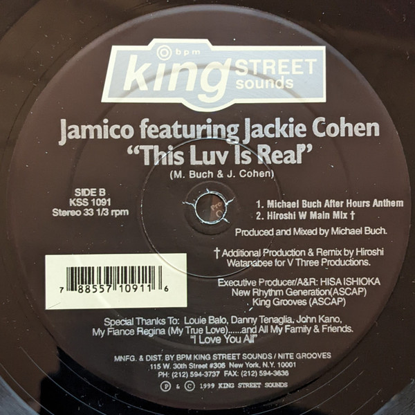 Jamico Feat. Jackie Cohen - This Luv Is Real | BPM King Street Sounds (KSS-1091)