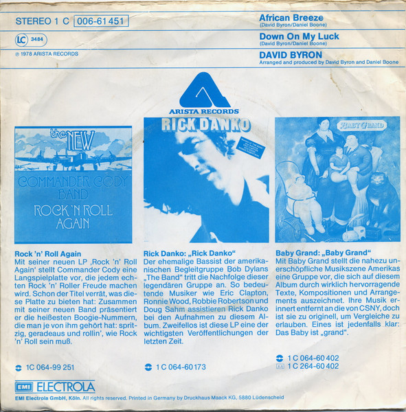 David Byron - African Breeze | Arista (1C 006-61 451) - 2