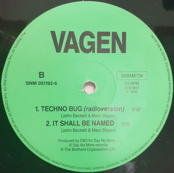 Vagen - Techno Bug | Say No More (SNM 051192-6) - 2