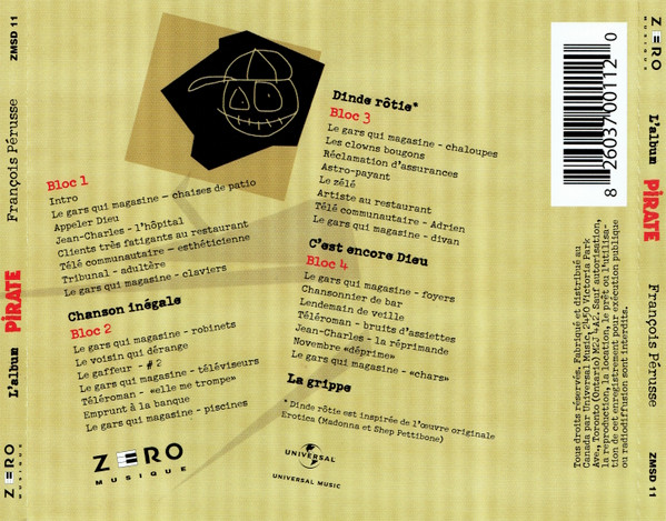 François Pérusse - L'Album Pirate [CD] | Zero Musique (ZMSD 11) - 2