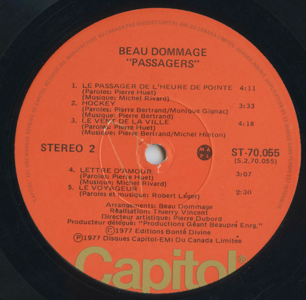Beau Dommage - Passagers | Capitol Records (ST-70.055) - 4