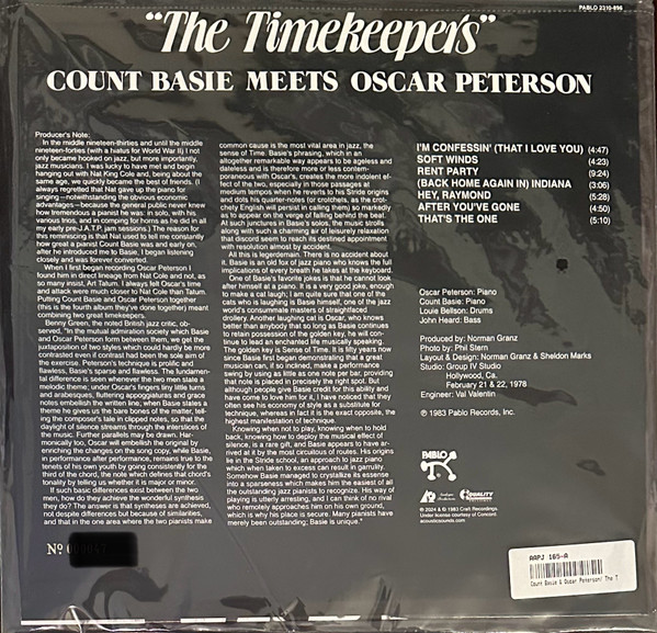Count Basie Meets Oscar Peterson - The Timekeepers | Pablo Records (2310-896) - 2 Count Basie Meets Oscar Peterson - The Timekeepers | Pablo Records (2310-896) - 2