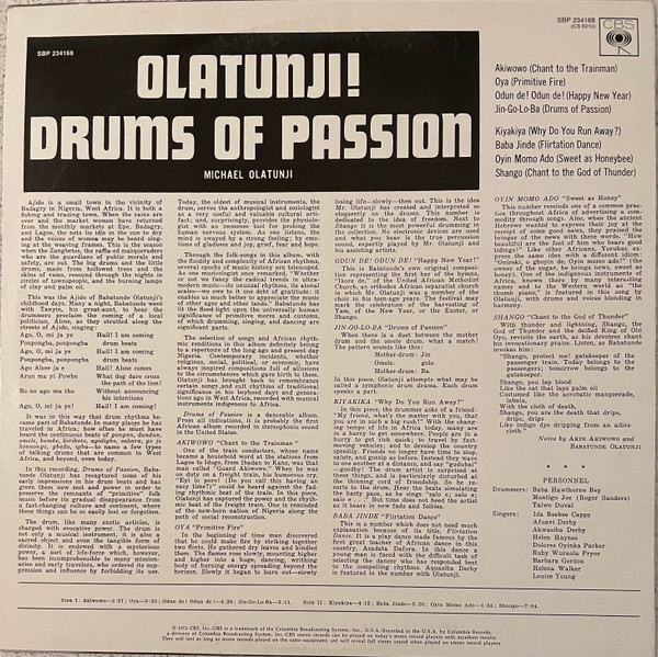 Babatunde Olatunji - Drums Of Passion | CBS (SBP 234168) - 2 Babatunde Olatunji - Drums Of Passion | CBS (SBP 234168) - 2