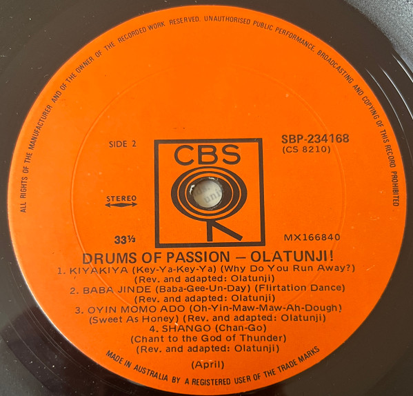 Babatunde Olatunji - Drums Of Passion | CBS (SBP 234168) - 3 Babatunde Olatunji - Drums Of Passion | CBS (SBP 234168) - 3