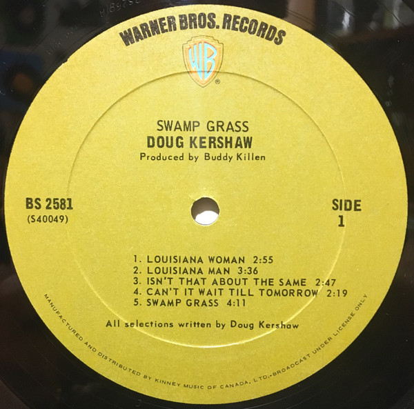 Doug Kershaw - Swamp Grass | Warner Bros. Records (BS 2581) - 3