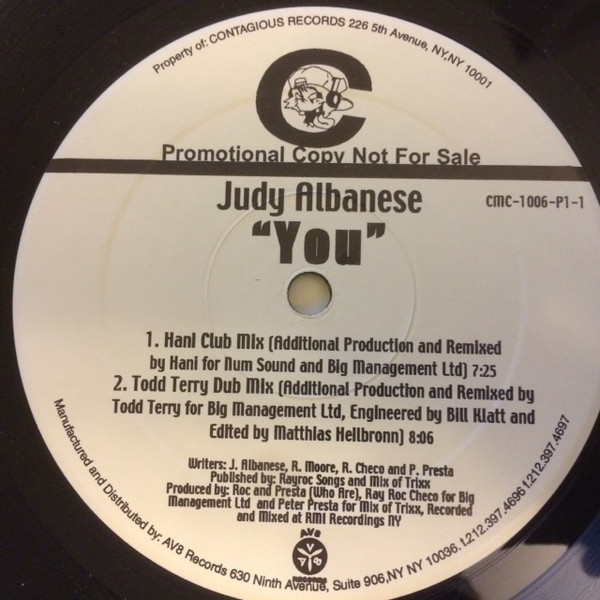 Judy Albanese - You | Contagious Records (CMC-1006-P1-1) - 2 Judy Albanese - You | Contagious Records (CMC-1006-P1-1) - 2