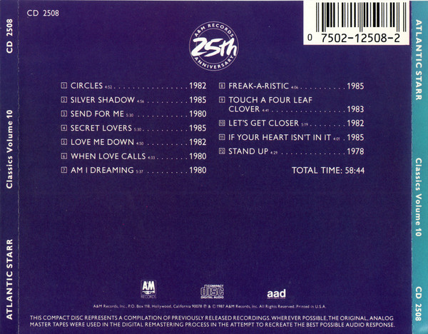 Atlantic Starr - Classics Volume 10 | A&M Records (CD 2508) - 2