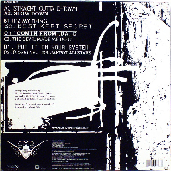 Oliver Bondzio - Straight Outta D-Town | Cocoon Recordings (CORLP007) - 2