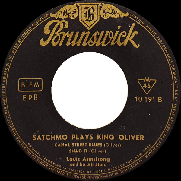 Louis Armstrong And His All-Stars - Satchmo Plays King Oliver | Brunswick (10 191 EPB) - 4 Louis Armstrong And His All-Stars - Satchmo Plays King Oliver | Brunswick (10 191 EPB) - 4