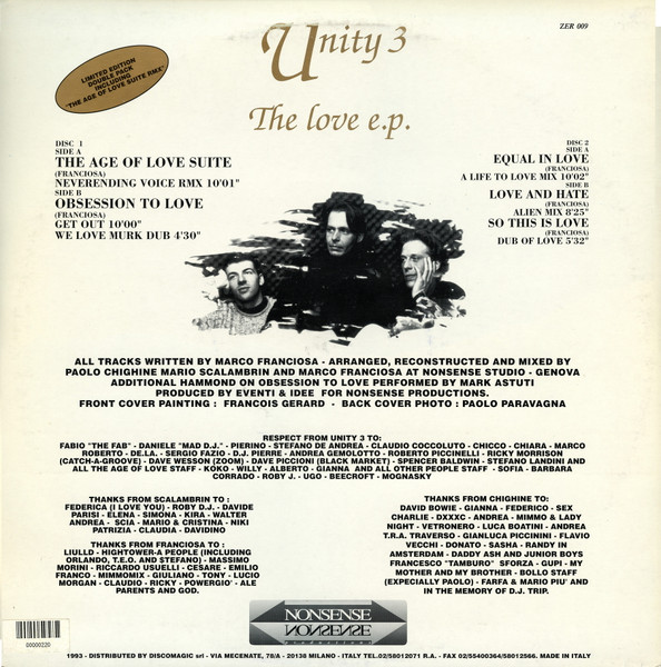 Unity 3 - The Love E.P. | Zener (ZER 009) - 2 Unity 3 - The Love E.P. | Zener (ZER 009) - 2