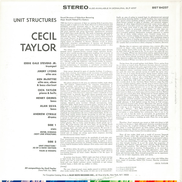 Cecil Taylor - Unit Structures | Blue Note (BST 84237) - 2