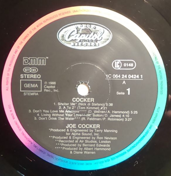 Joe Cocker - Cocker | Capitol Records (064 24 0424 1) - 3