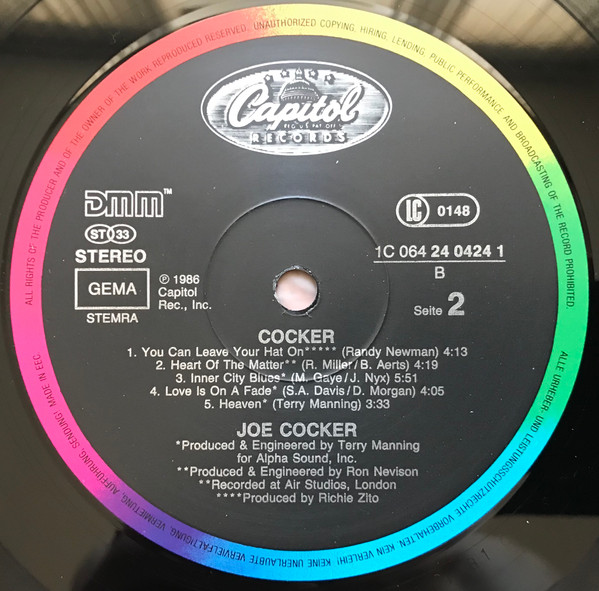 Joe Cocker - Cocker | Capitol Records (064 24 0424 1) - 4