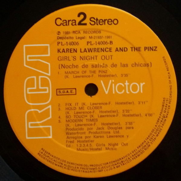 Karen Lawrence And The Pinz - Girls Night Out | RCA Victor (PL-14006) - 4