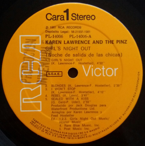Karen Lawrence And The Pinz - Girls Night Out | RCA Victor (PL-14006) - 3