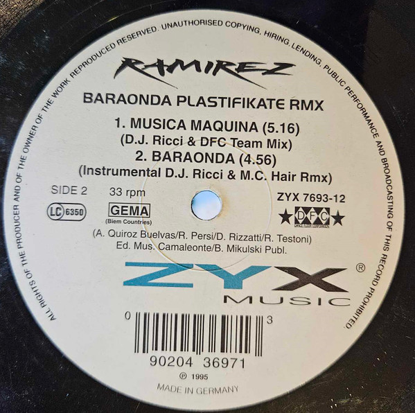 Ramirez - Baraonda (Plastifikate Remix) | ZYX Music (ZYX 7693-12) - 2