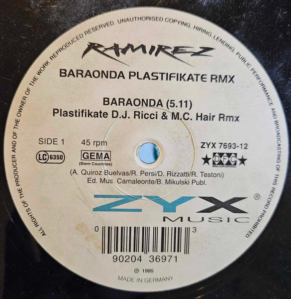 Ramirez - Baraonda (Plastifikate Remix) | ZYX Music (ZYX 7693-12)