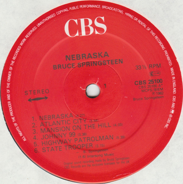 Bruce Springsteen - Nebraska | CBS (CBS 25100) - 3 Bruce Springsteen - Nebraska | CBS (CBS 25100) - 3