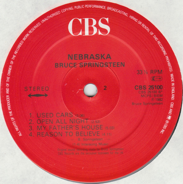 Bruce Springsteen - Nebraska | CBS (CBS 25100) - 4 Bruce Springsteen - Nebraska | CBS (CBS 25100) - 4