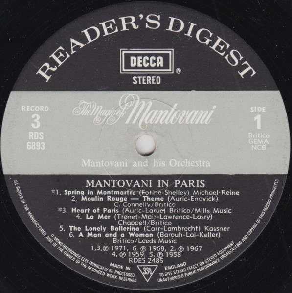 Mantovani And His Orchestra - In Paris | Decca (RDS 6893) - 2