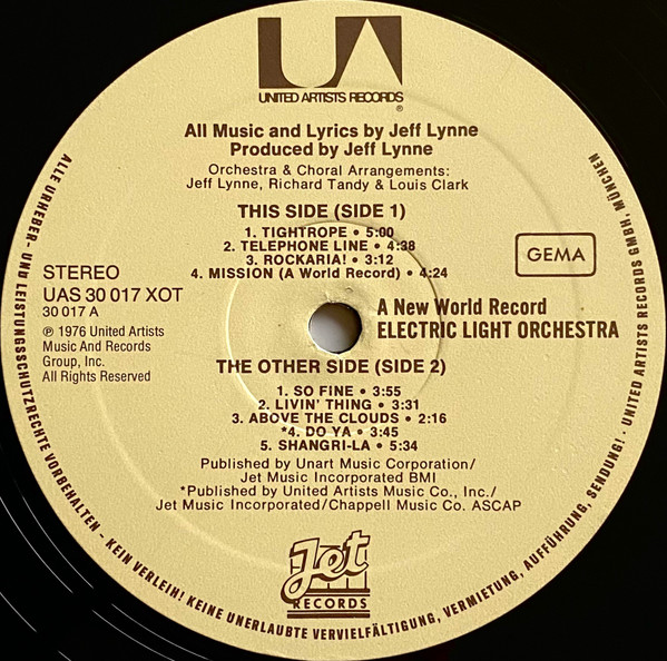 Electric Light Orchestra - A New World Record | United Artists Records (UAS 30 017 XOT) - 3 Electric Light Orchestra - A New World Record | United Artists Records (UAS 30 017 XOT) - 3