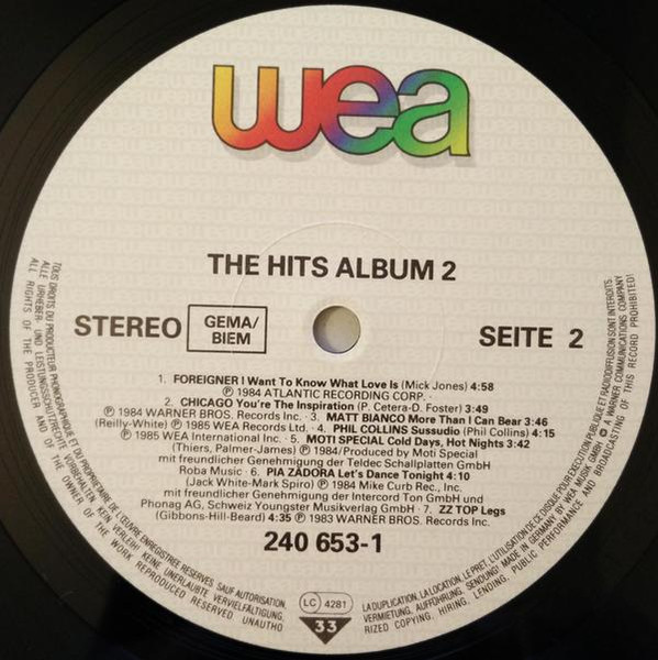 Various - The Hits Album 2 | WEA (240 653-1 XJ) - 4