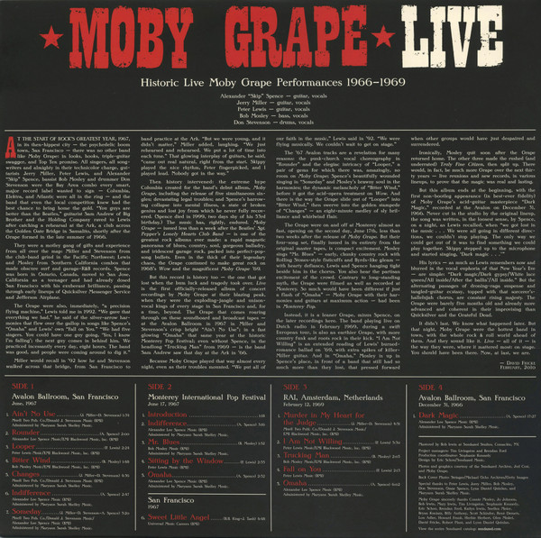 Moby Grape - Live (Historic Live Moby Grape Performances 1966-1969) | Sundazed Music (LP 5314) - 2