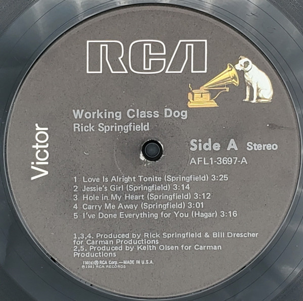 Rick Springfield - Working Class Dog | RCA Victor (AFL1-3697) - 2