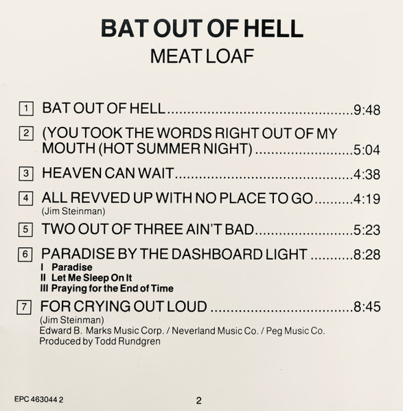 Meat Loaf - Bat Out Of Hell | Epic (EPC 463044 2) - 4