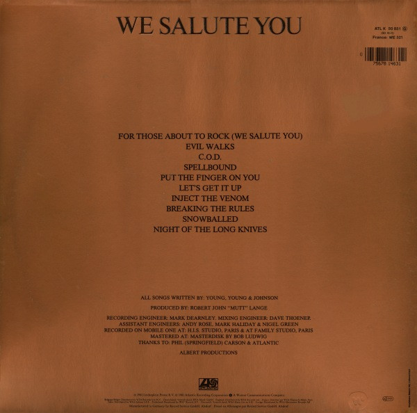 AC/DC - For Those About To Rock (We Salute You) | Atlantic (ATL K 50 851) - 3