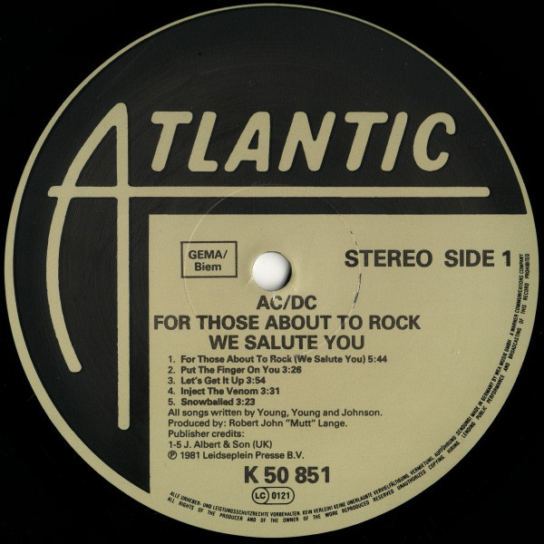 AC/DC - For Those About To Rock (We Salute You) | Atlantic (ATL K 50 851) - 4